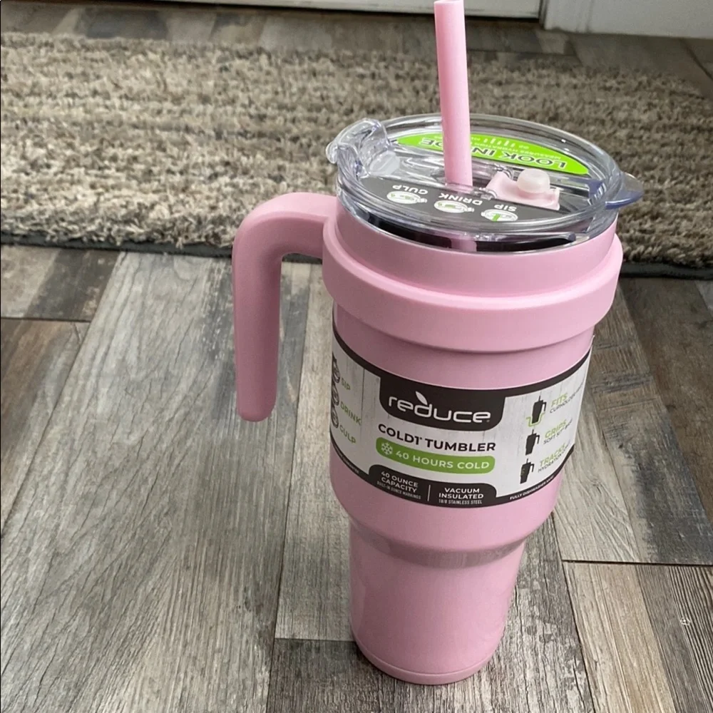Reduce Pink Cold Tumbler with Handle